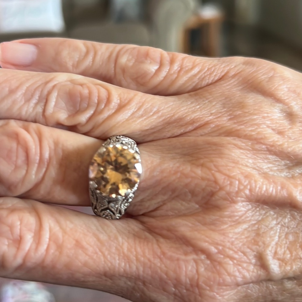 Sterling silver and Diamonique ring by designer Joseph Esposito.